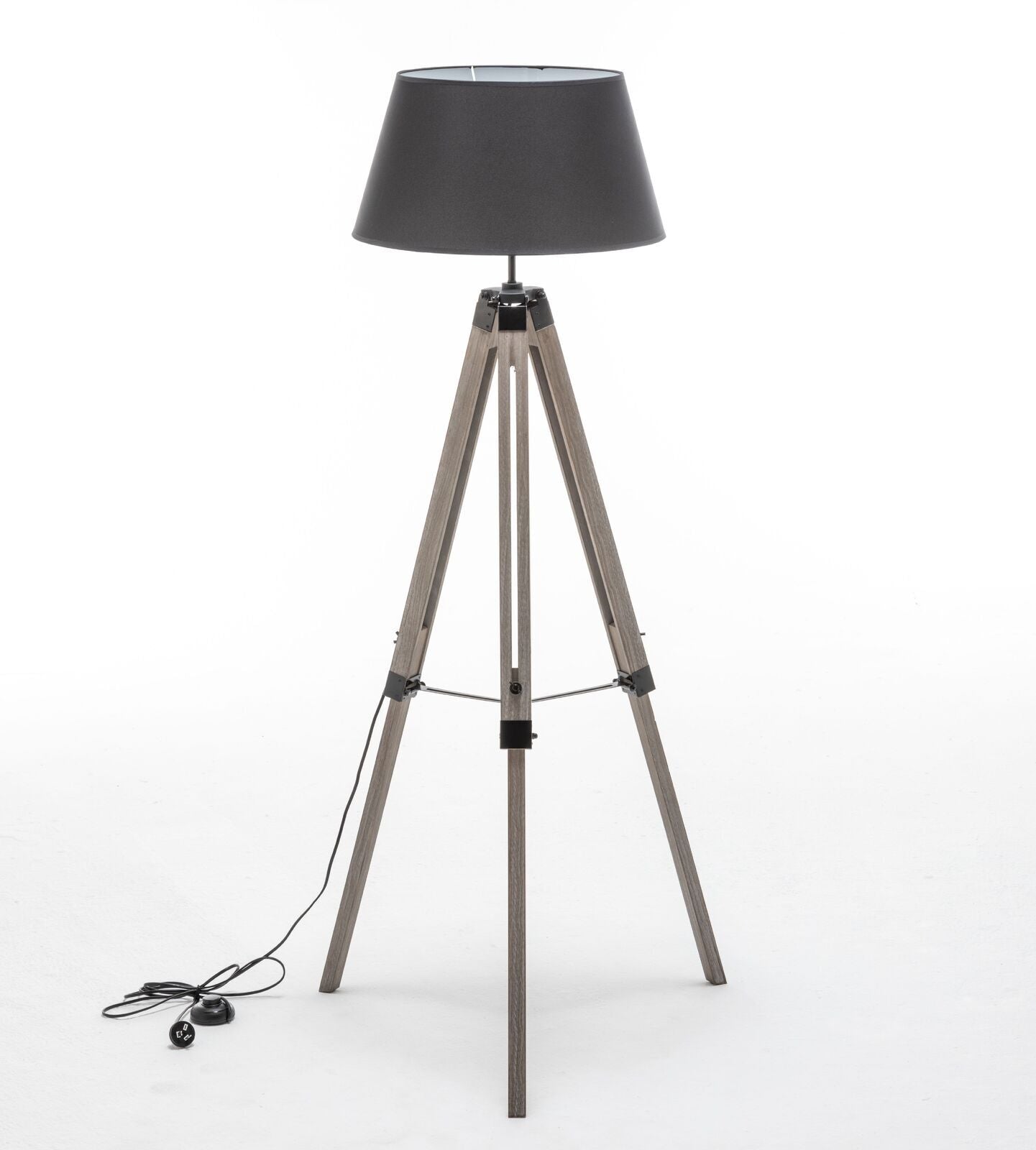 Large Tripod Floor Lamp - Linen Shade/ Retro Vintage
