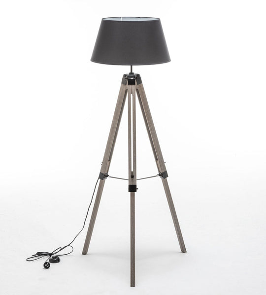 Large Tripod Floor Lamp - Linen Shade/ Retro Vintage - Floor Lamps