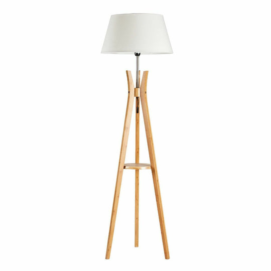 Large Bamboo Tripod Floor Lamp - Linen Shade, Bamboo finish