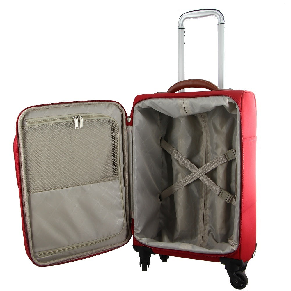 40L Cabin Soft-Shell Suitcase Travel Luggage Bag 4-Wheel Case - Red | Red colour