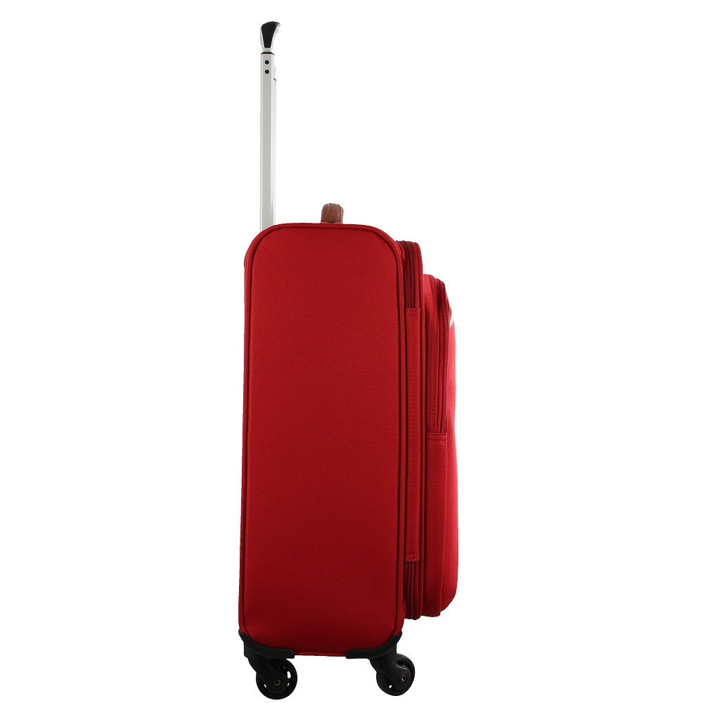 Red colour - 40L Cabin Soft-Shell Suitcase Travel Luggage Bag 4-Wheel Case - Red