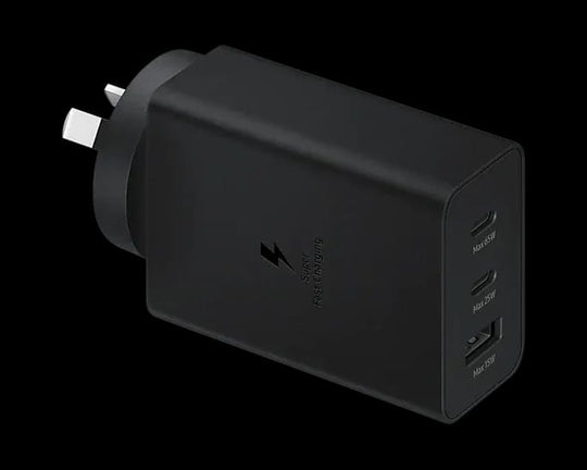 65W Triple Port USB-C Fast Charger Black - Phone Chargers