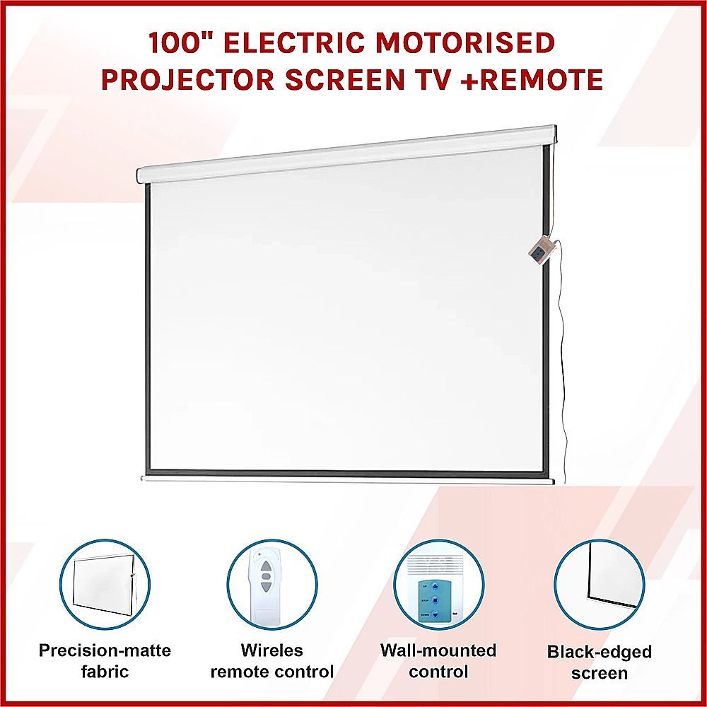 100" Electric Motorised Projector Screen Tv +Remote