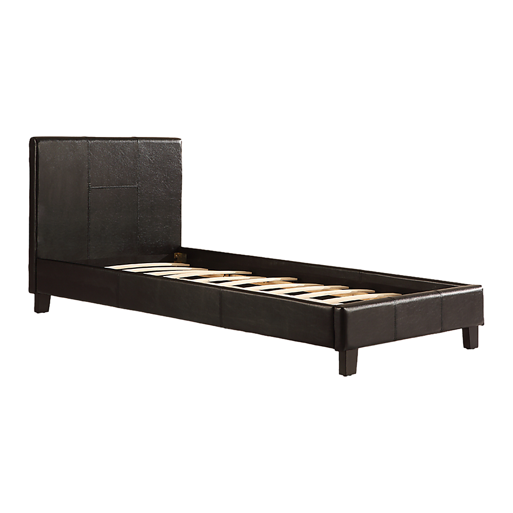 Bed Frame Single Size PU Leather Platform Modern Black Design