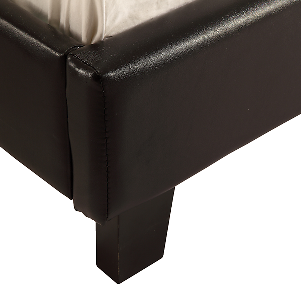 Bed Frame Single Size PU Leather Platform Modern Black Design