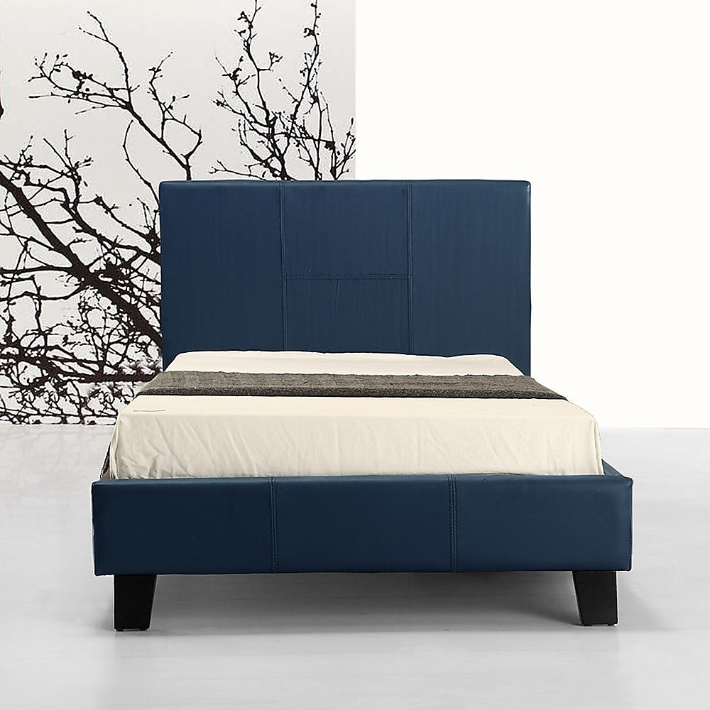 Single Pu Leather Bed Frame Blue