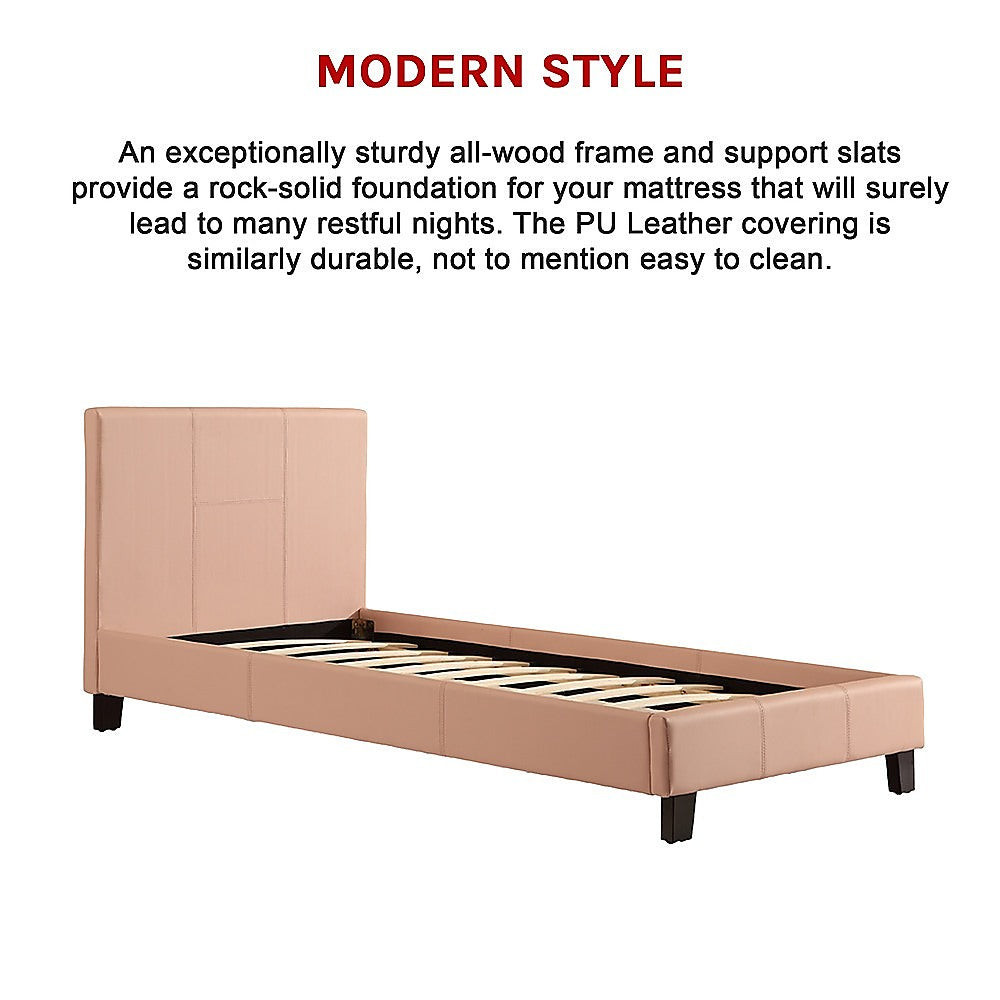Single Pu Leather Bed Frame Pink