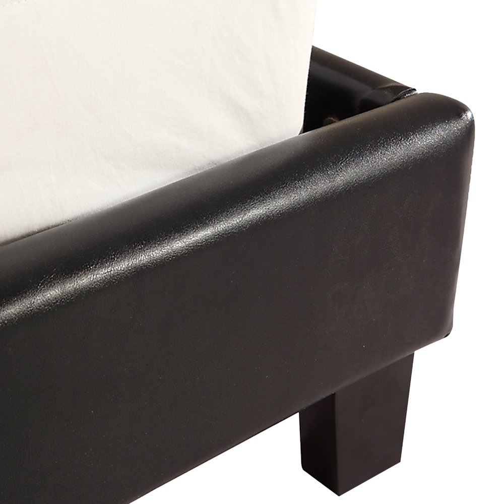 Bed Frame King Size PU Leather Platform Modern Black Finish