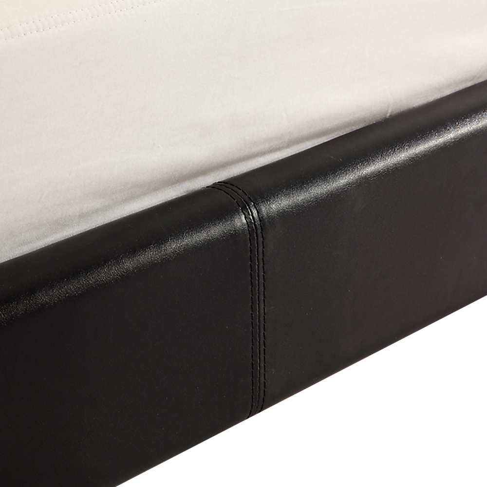 Bed Frame King Size PU Leather Platform Modern Black Finish