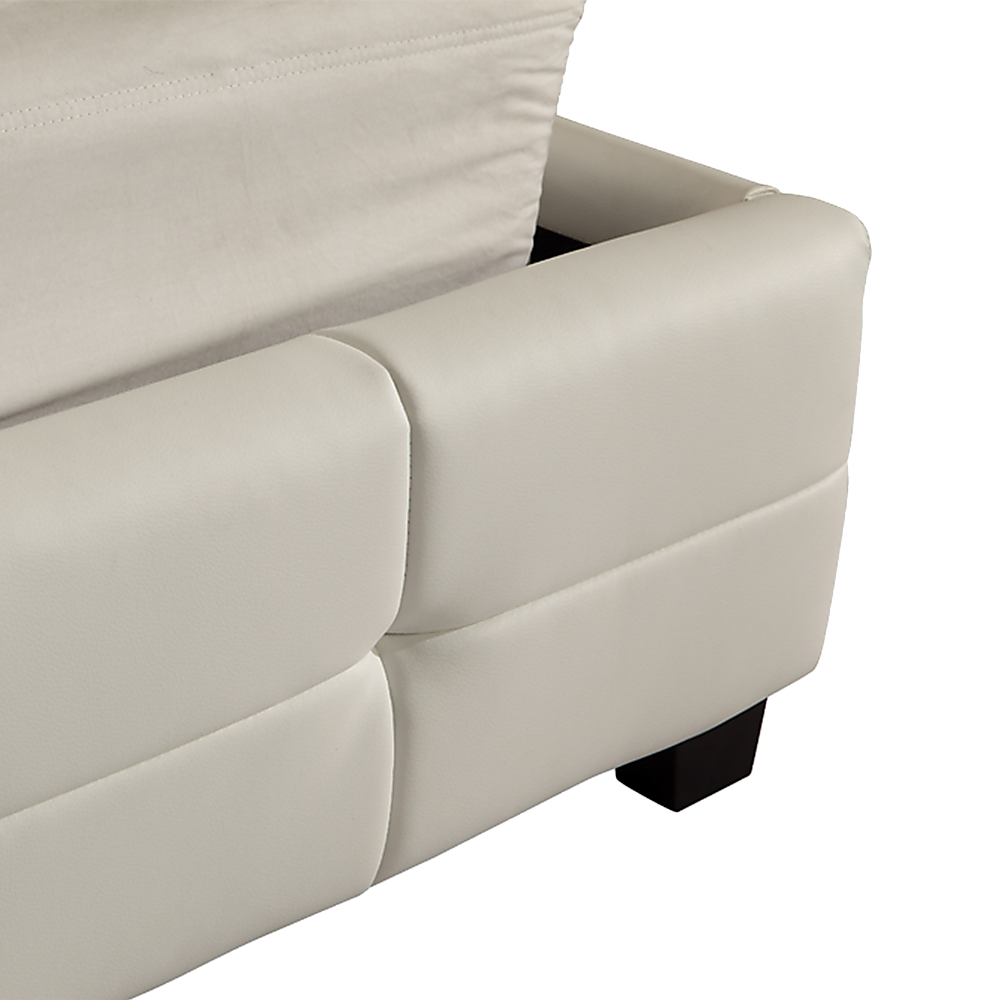 King Bed Frame PU Leather Button Tufted Headboard White Design