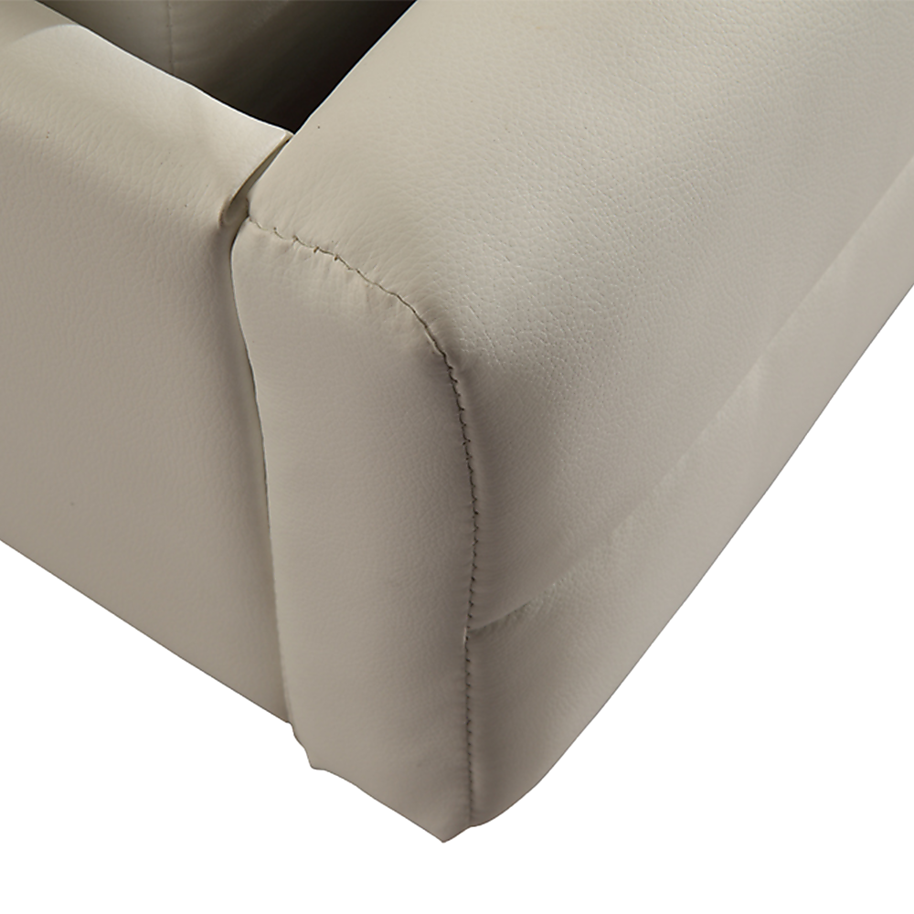King Bed Frame PU Leather Button Tufted Headboard White Design