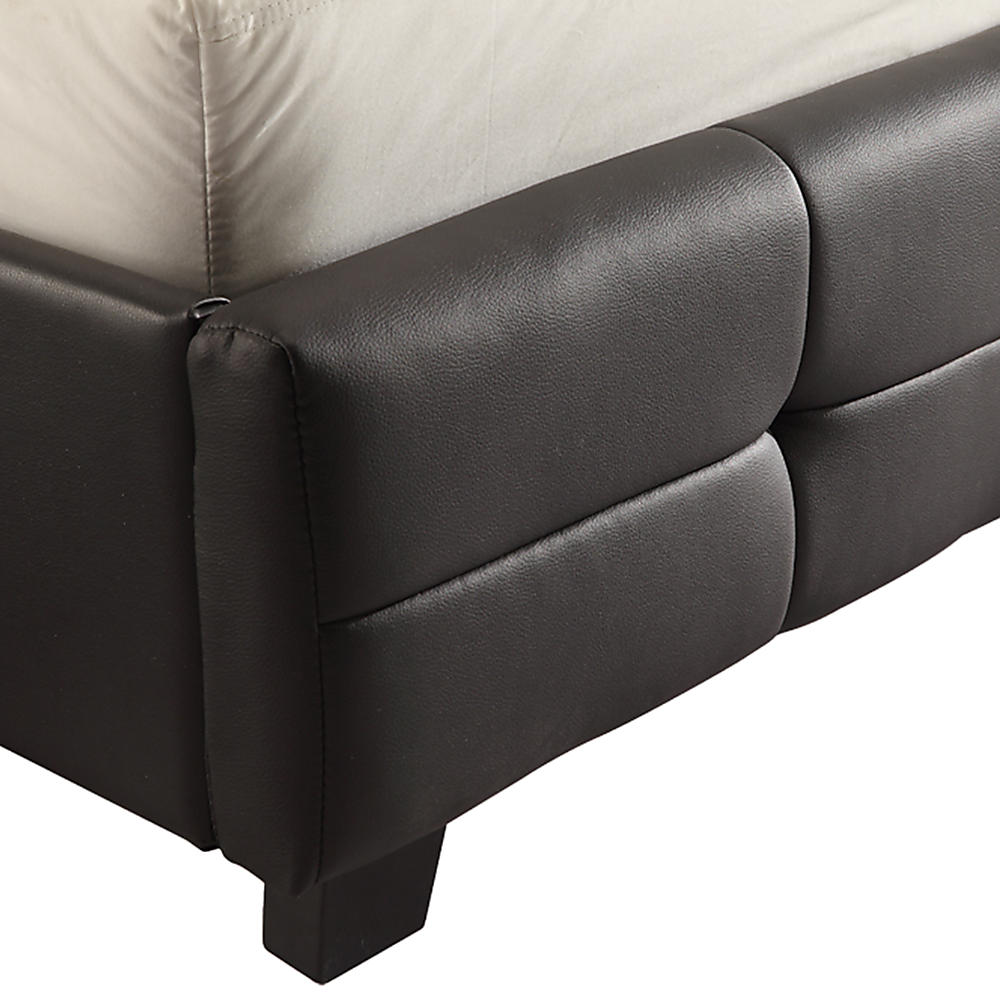 King Bed Frame PU Leather Button Tufted Headboard Black Design