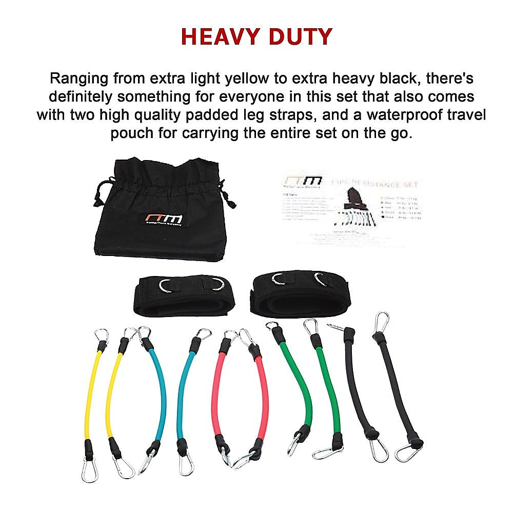 13Pc Kinetic Fitness Exercise Resistance Leg Bands Tubes Set