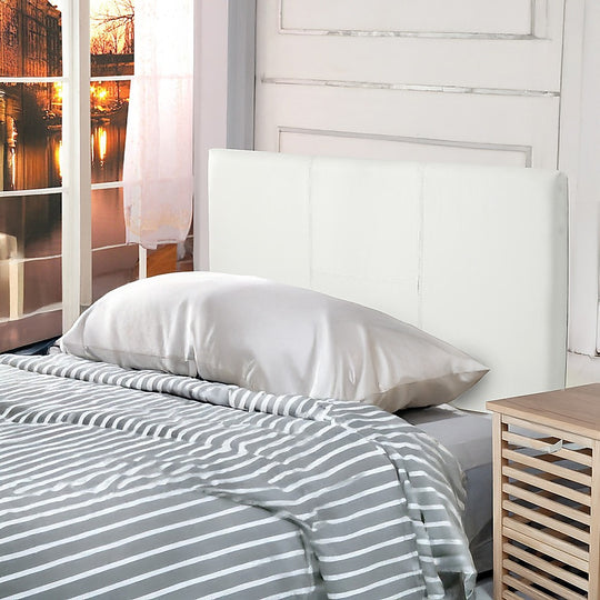 Pu Leather Single Bed Headboard Bedhead - White, Leather finish