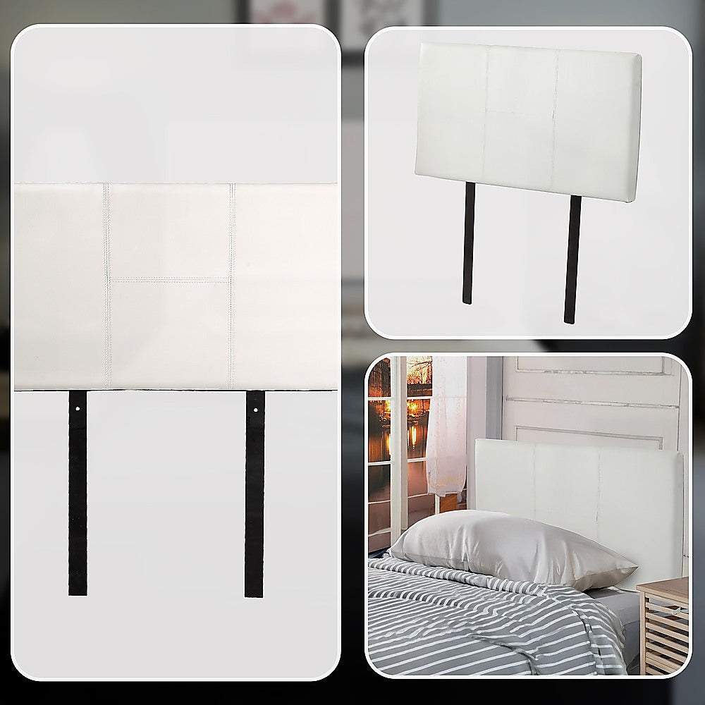 Pu Leather Single Bed Headboard Bedhead - White