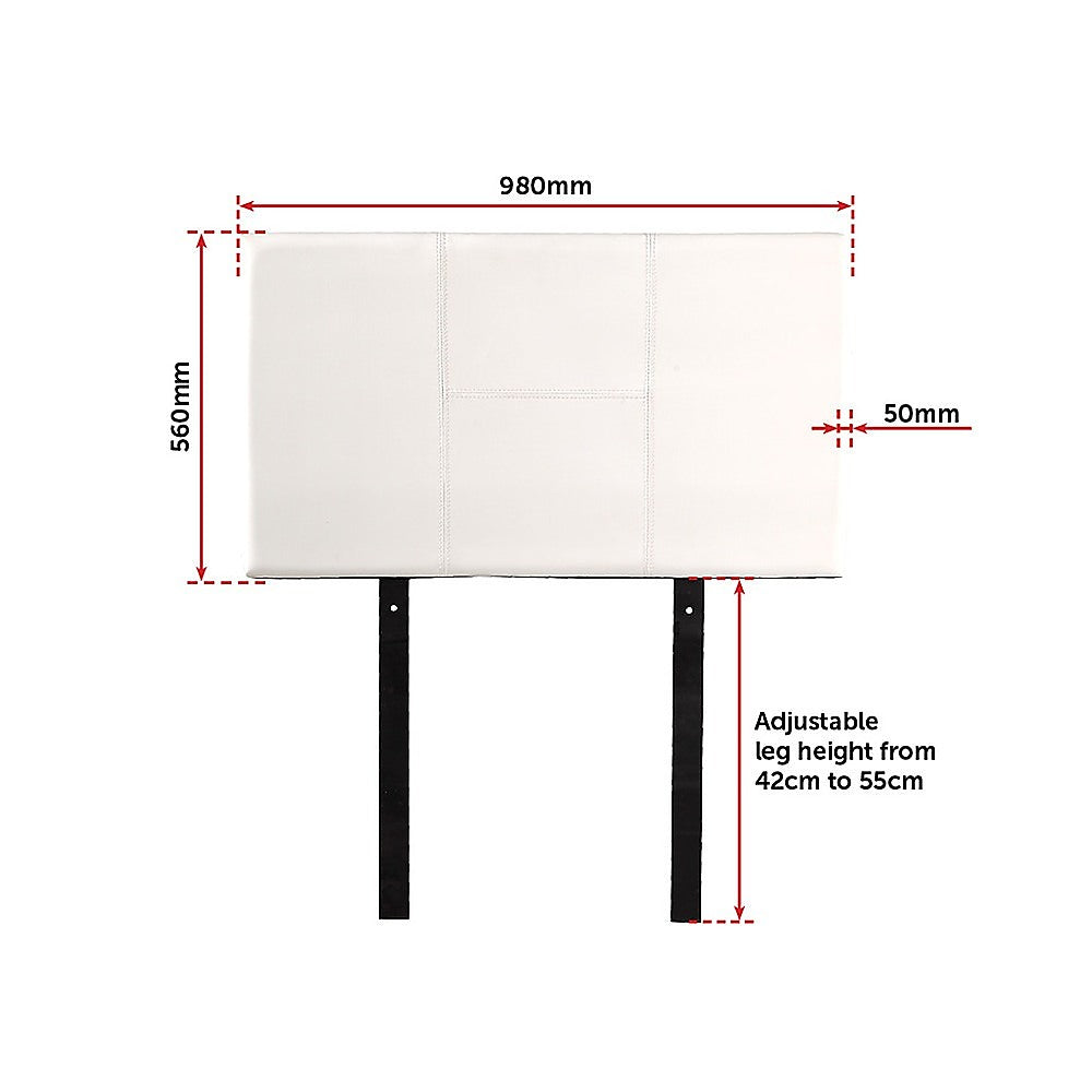 Pu Leather Single Bed Headboard Bedhead - White
