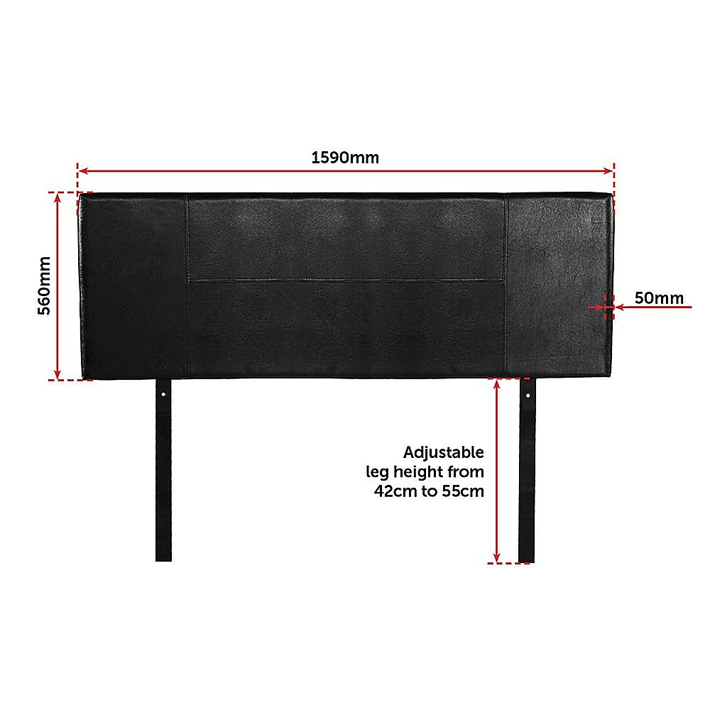 Pu Leather Queen Bed Headboard Bedhead - Black