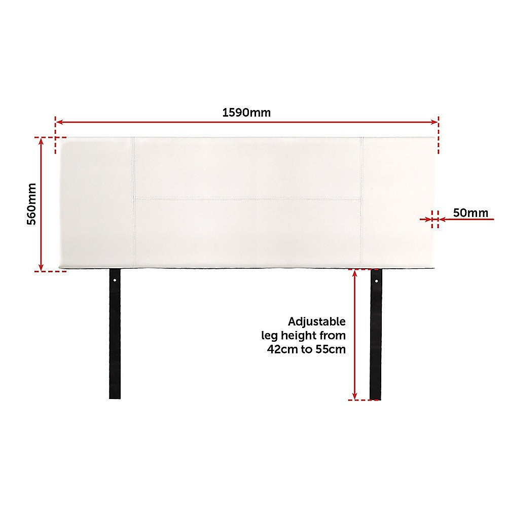 Pu Leather Queen Bed Headboard Bedhead - White