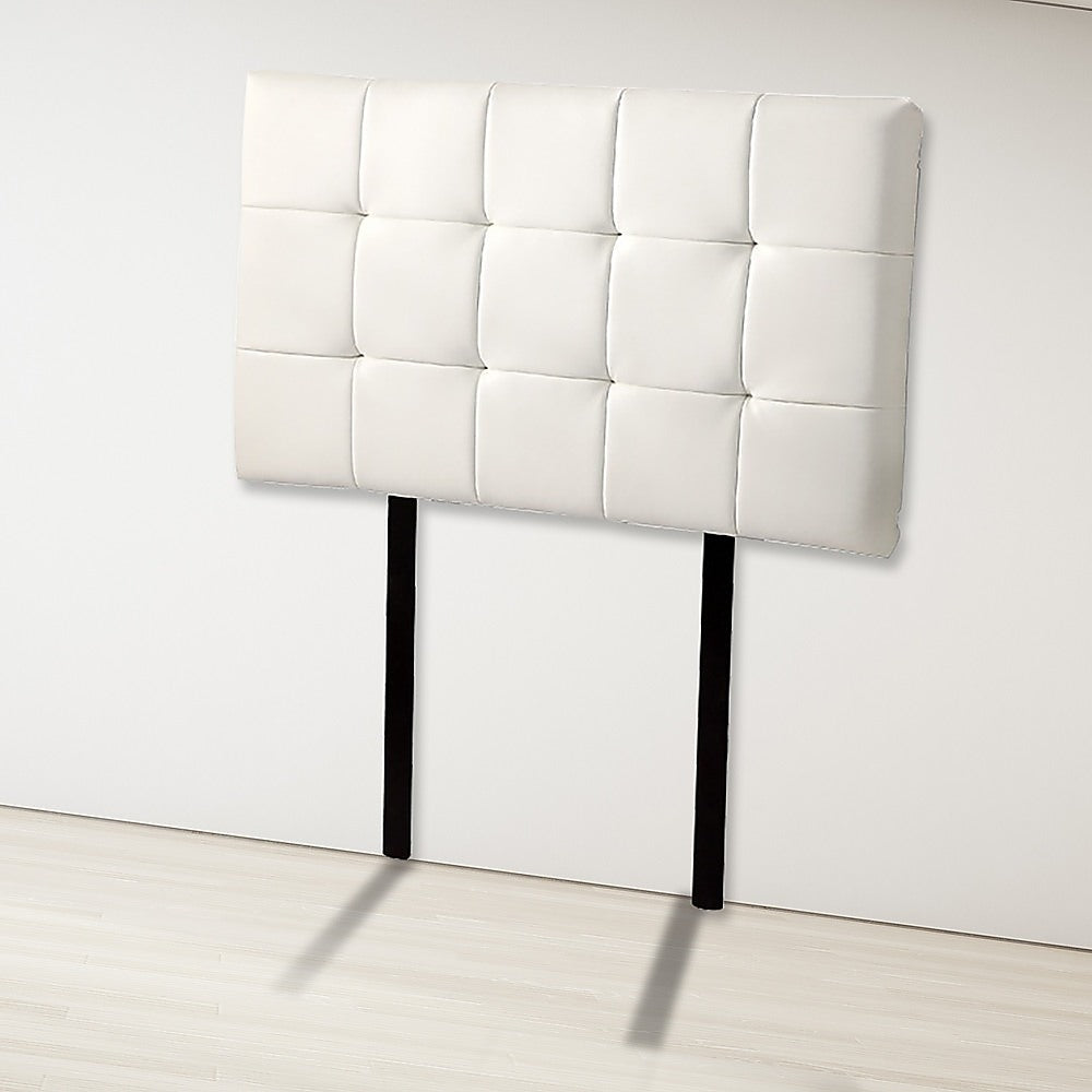 Pu Leather Single Bed Deluxe Headboard Bedhead - White
