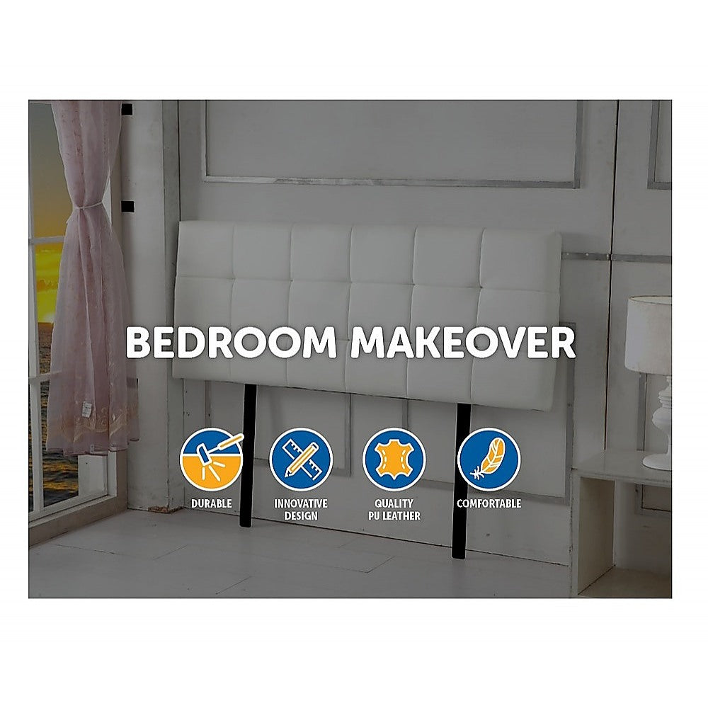Pu Leather Double Bed Deluxe Headboard Bedhead - White