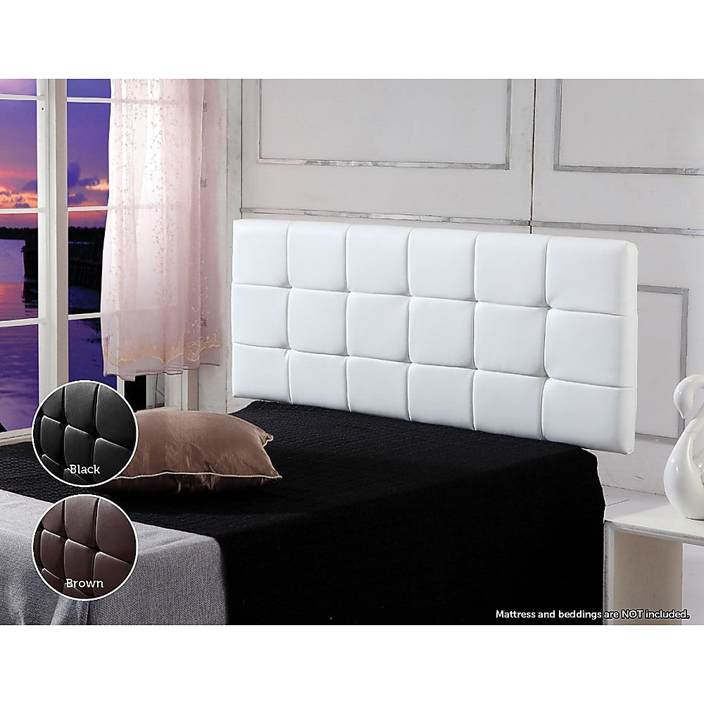 Pu Leather Double Bed Deluxe Headboard Bedhead - White