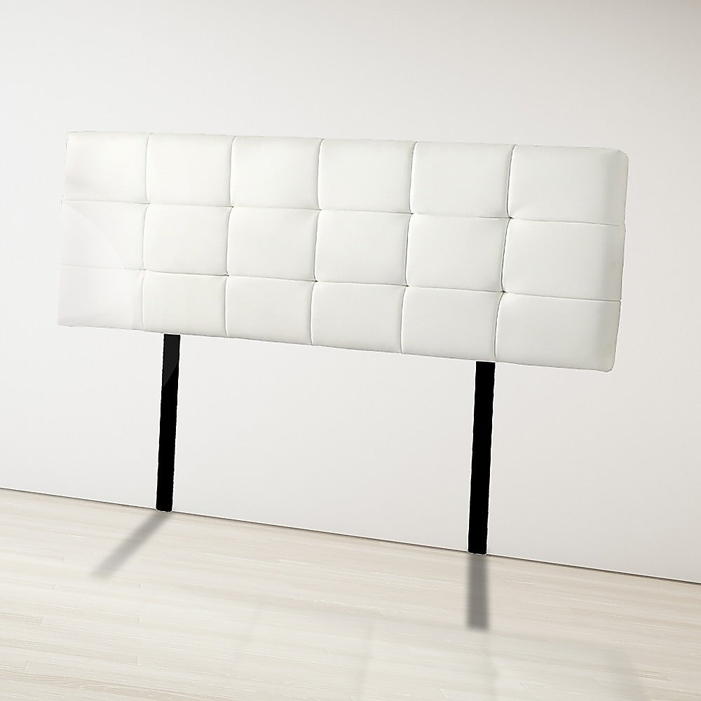 Pu Leather Queen Bed Deluxe Headboard Bedhead - White