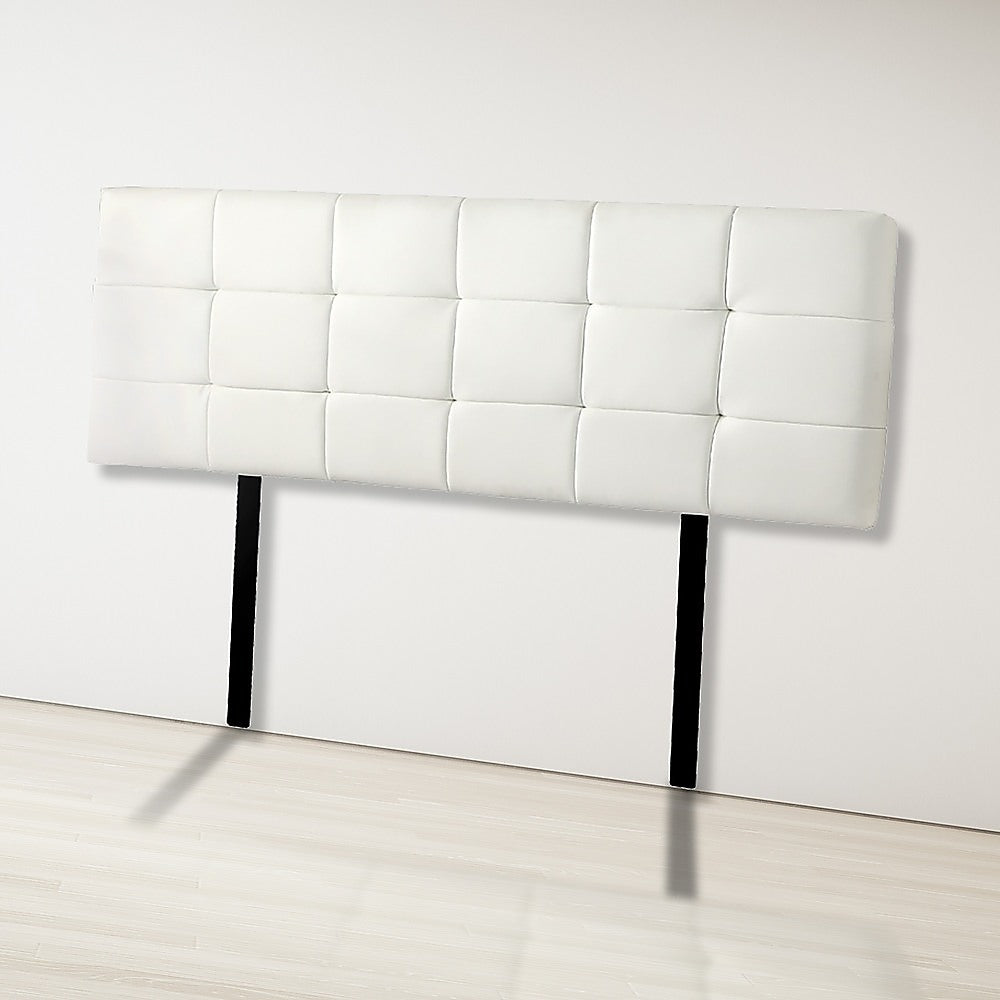 Pu Leather King Bed Deluxe Headboard Bedhead - White