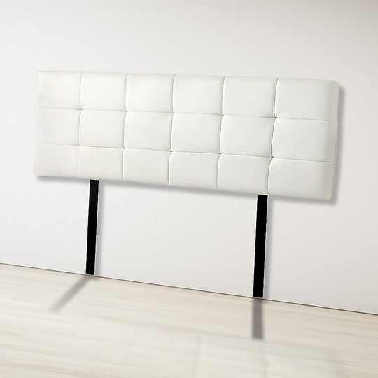 Pu Leather King Bed Deluxe Headboard Bedhead - White - Headboards