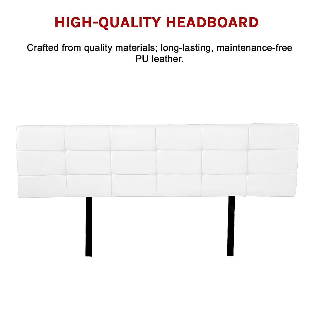 Pu Leather King Bed Deluxe Headboard Bedhead - White