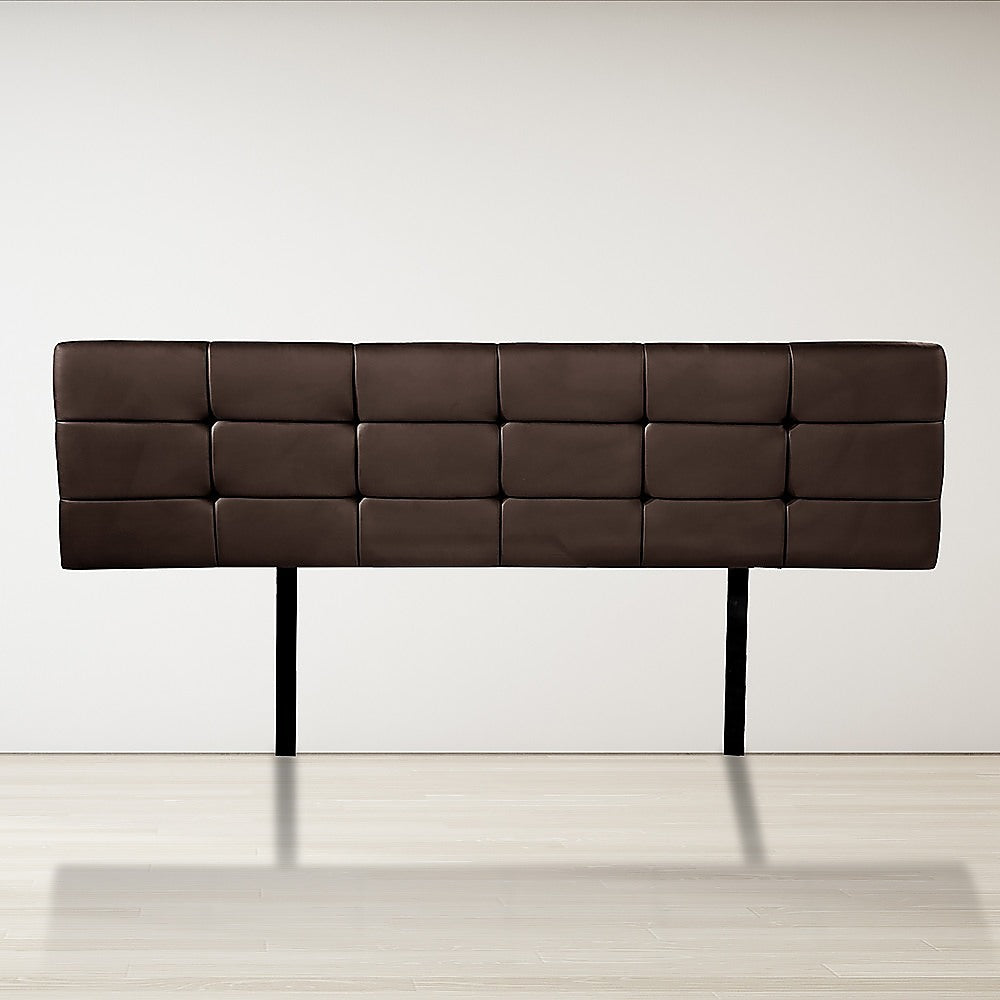 Pu Leather King Bed Deluxe Headboard Bedhead - Brown