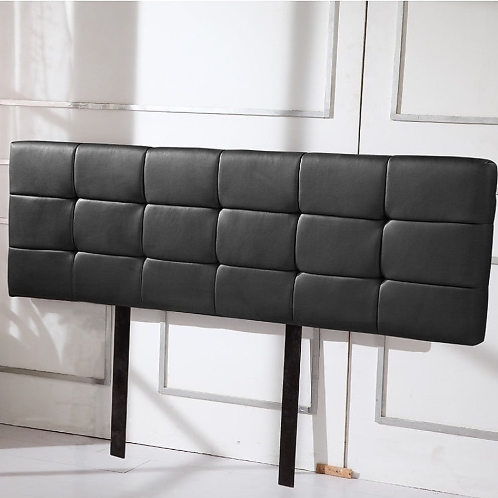 Pu Leather King Bed Deluxe Headboard Bedhead - Black