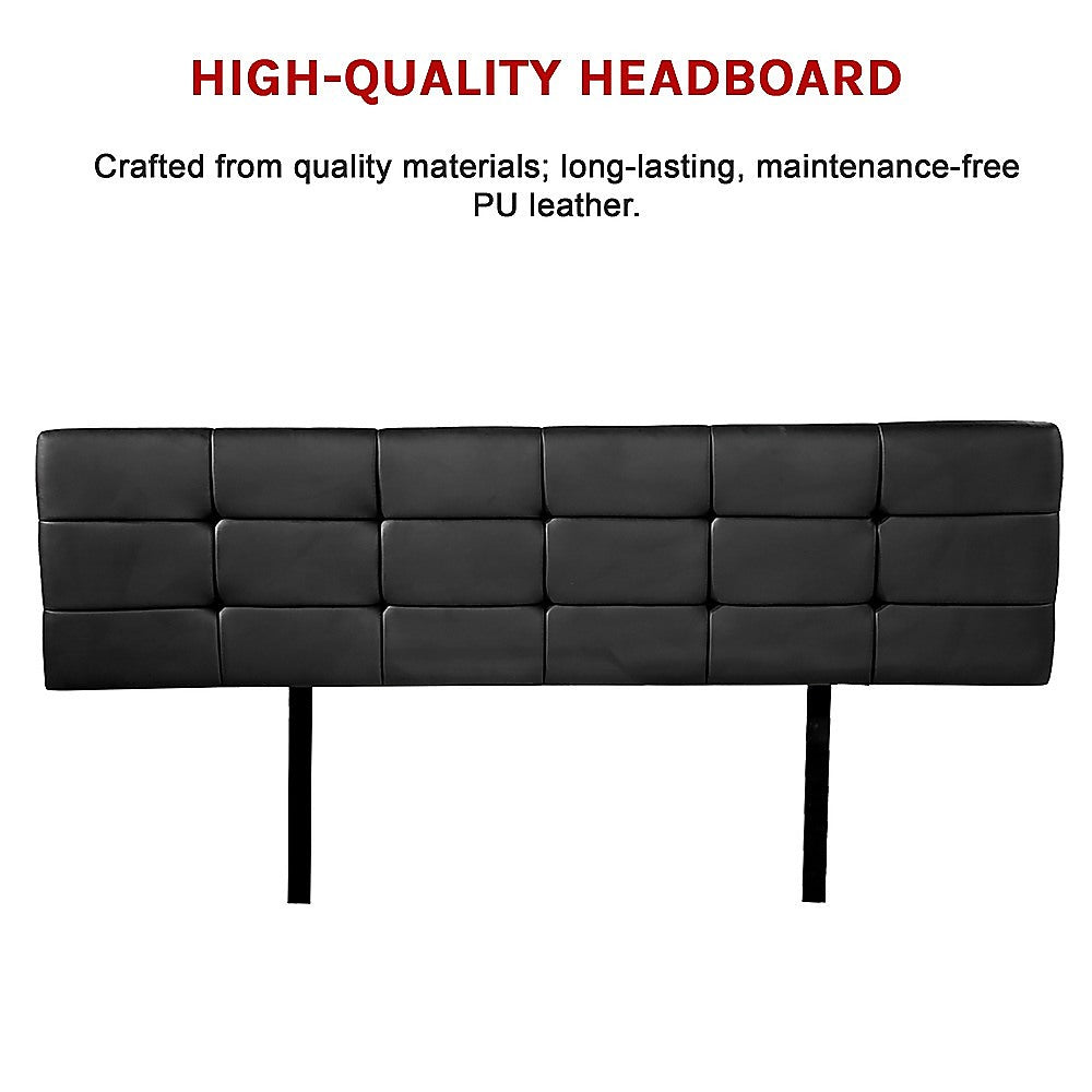 Pu Leather King Bed Deluxe Headboard Bedhead - Black