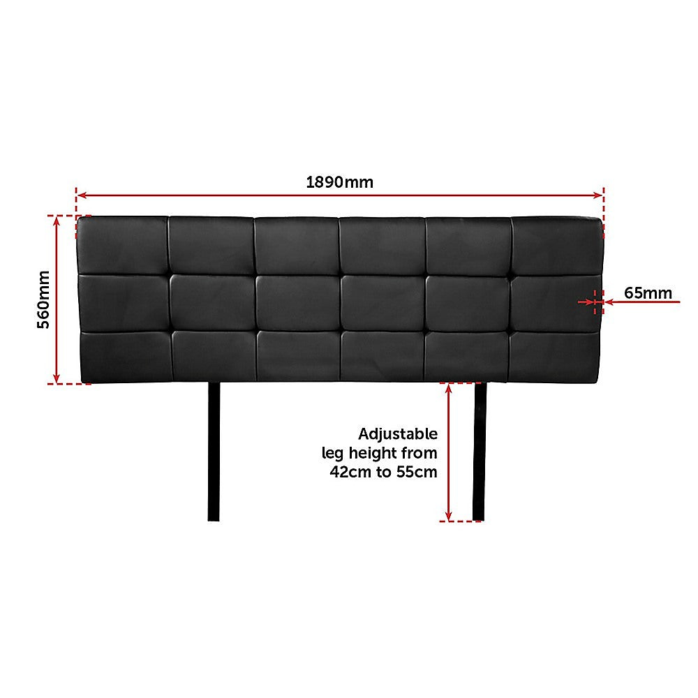 Pu Leather King Bed Deluxe Headboard Bedhead - Black