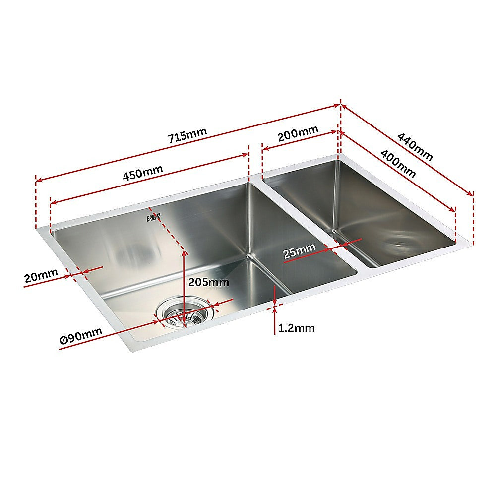 715X440Mm Handmade Stainless Steel Kitchen Sink With Waste
