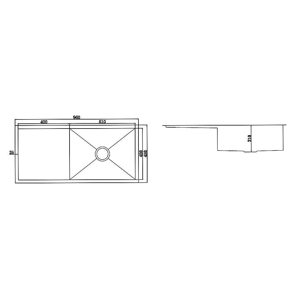 960X450Mm Handmade Stainless Steel Kitchen Sink With Waste