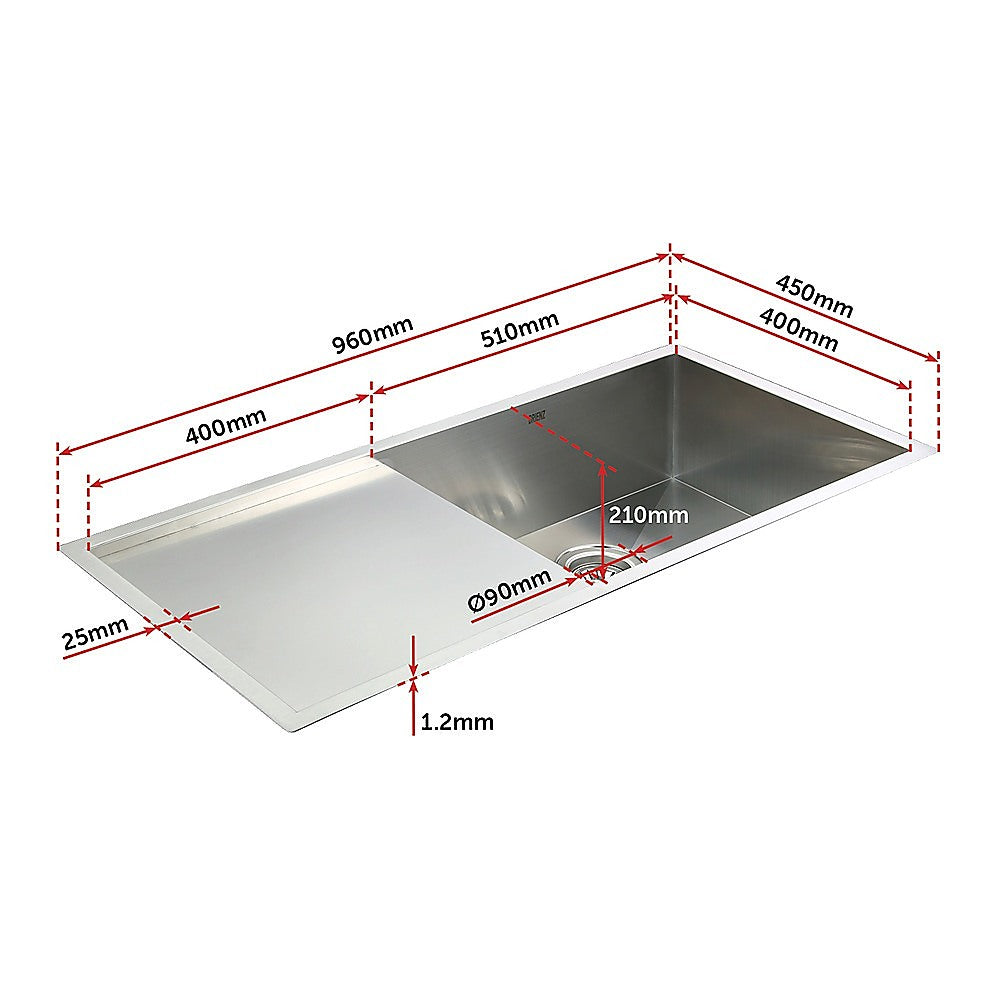 960X450Mm Handmade Stainless Steel Kitchen Sink With Waste