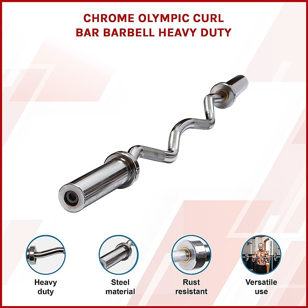 Chrome Olympic Curl Bar Barbell Heavy Duty