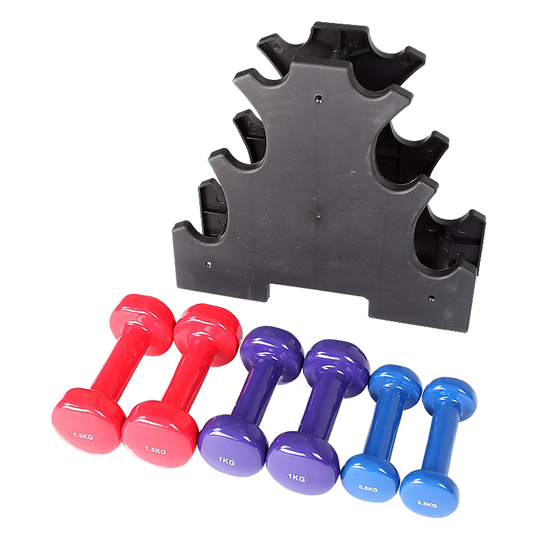 Weightlifting Machines & Racks - 6-Piece Dumbbell Set With Rack