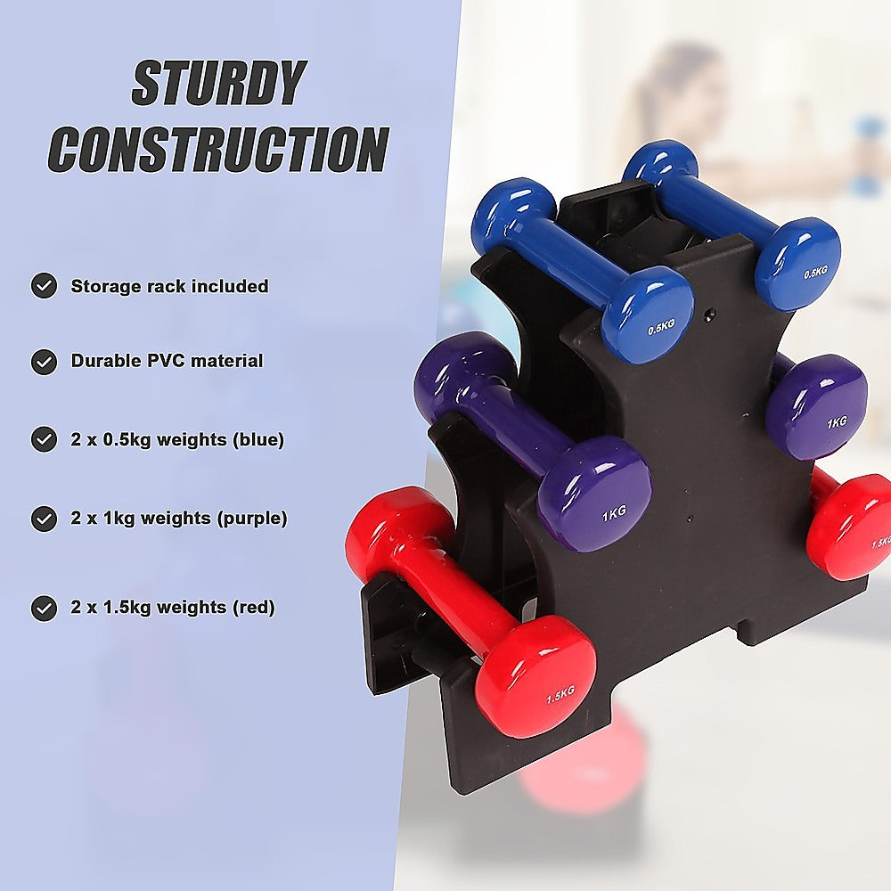 6-Piece Dumbbell Set With Rack