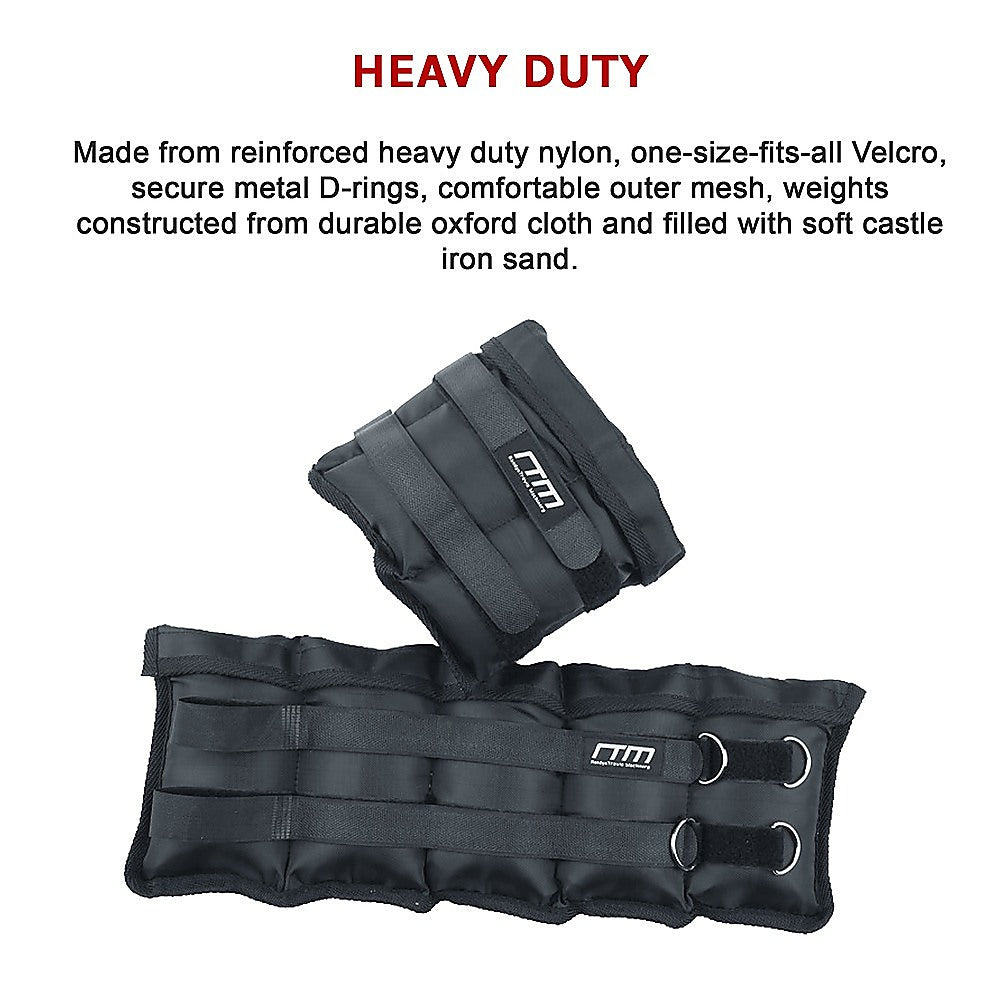 10kg Adjustable Ankle & Wrist Weight Straps Fitness Exercise Training