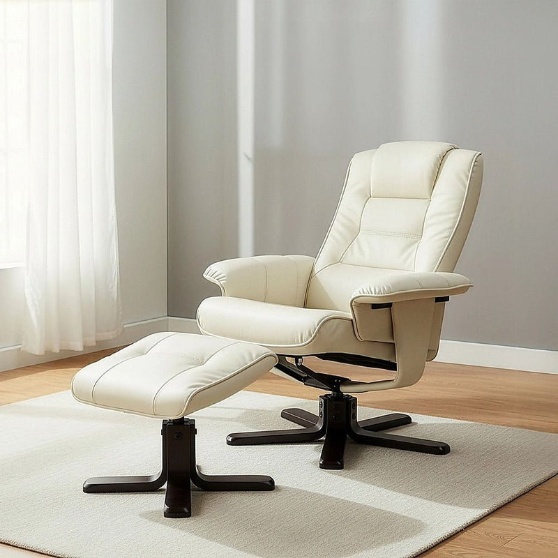 PU Leather Massage Chair Recliner Ottoman Lounge Remote
