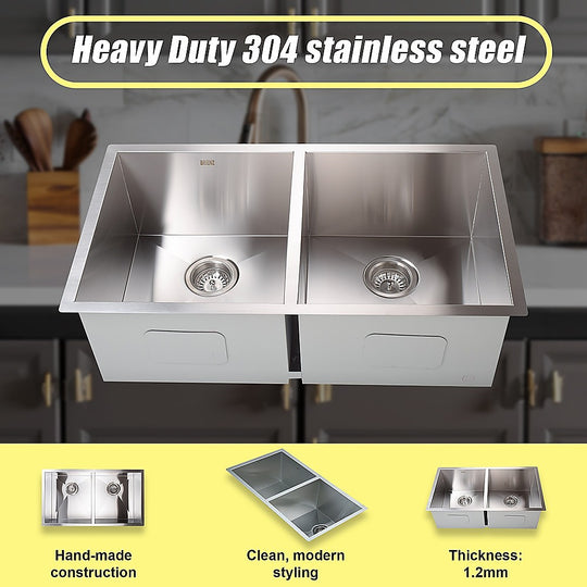 Sinks - 820X457Mm Handmade Stainless Steel Kitchen/Laundry Sink With Waste