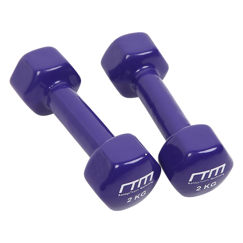 2Kg Dumbbells Pair Pvc Hand Weights Rubber Coated - Weightlifting Machines & Racks