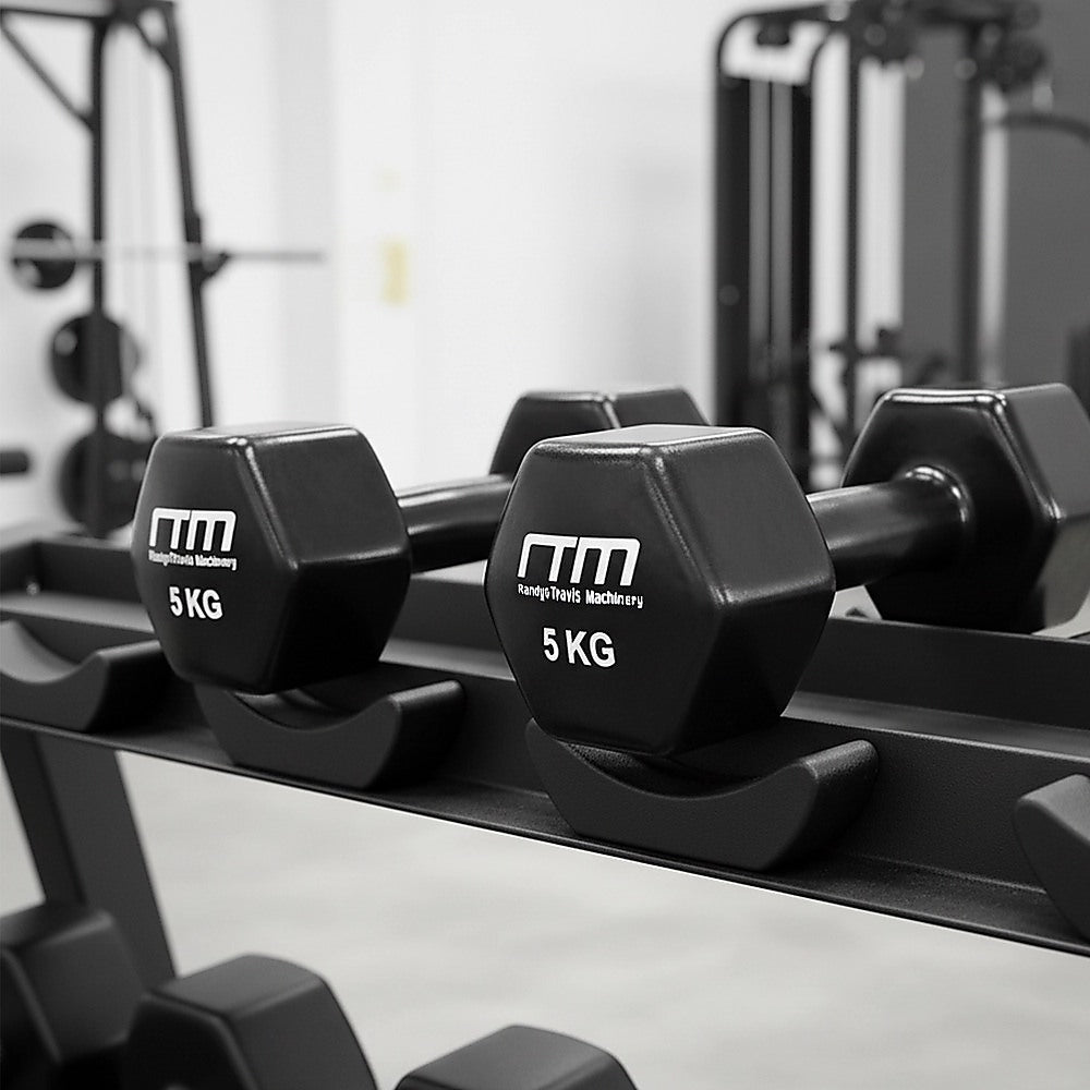 5Kg Dumbbells Pair Pvc Hand Weights Rubber Coated