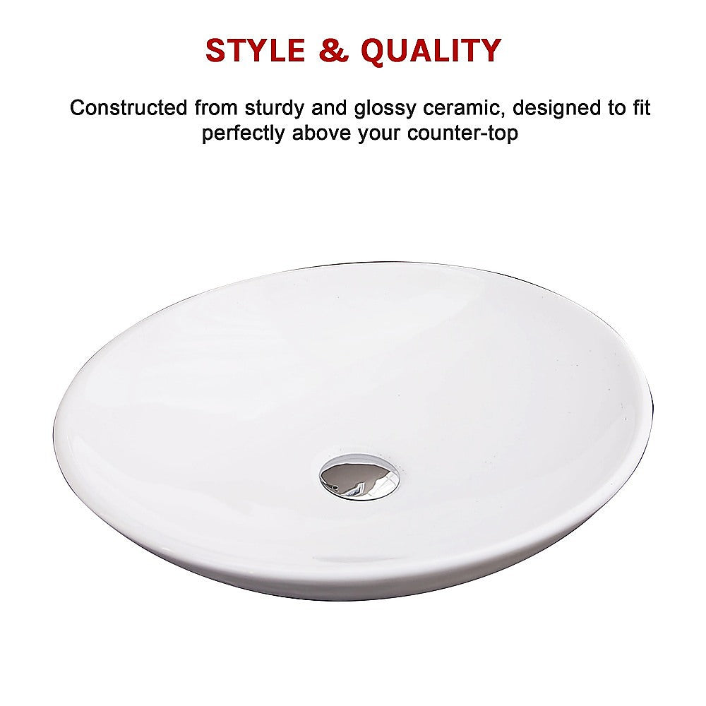 Bathroom Ceramic Oval Above Countertop Basin For Vanity