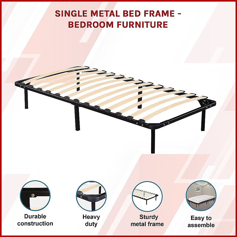 Single Bed Frame Metal Platform Sturdy Bedroom Furniture Design