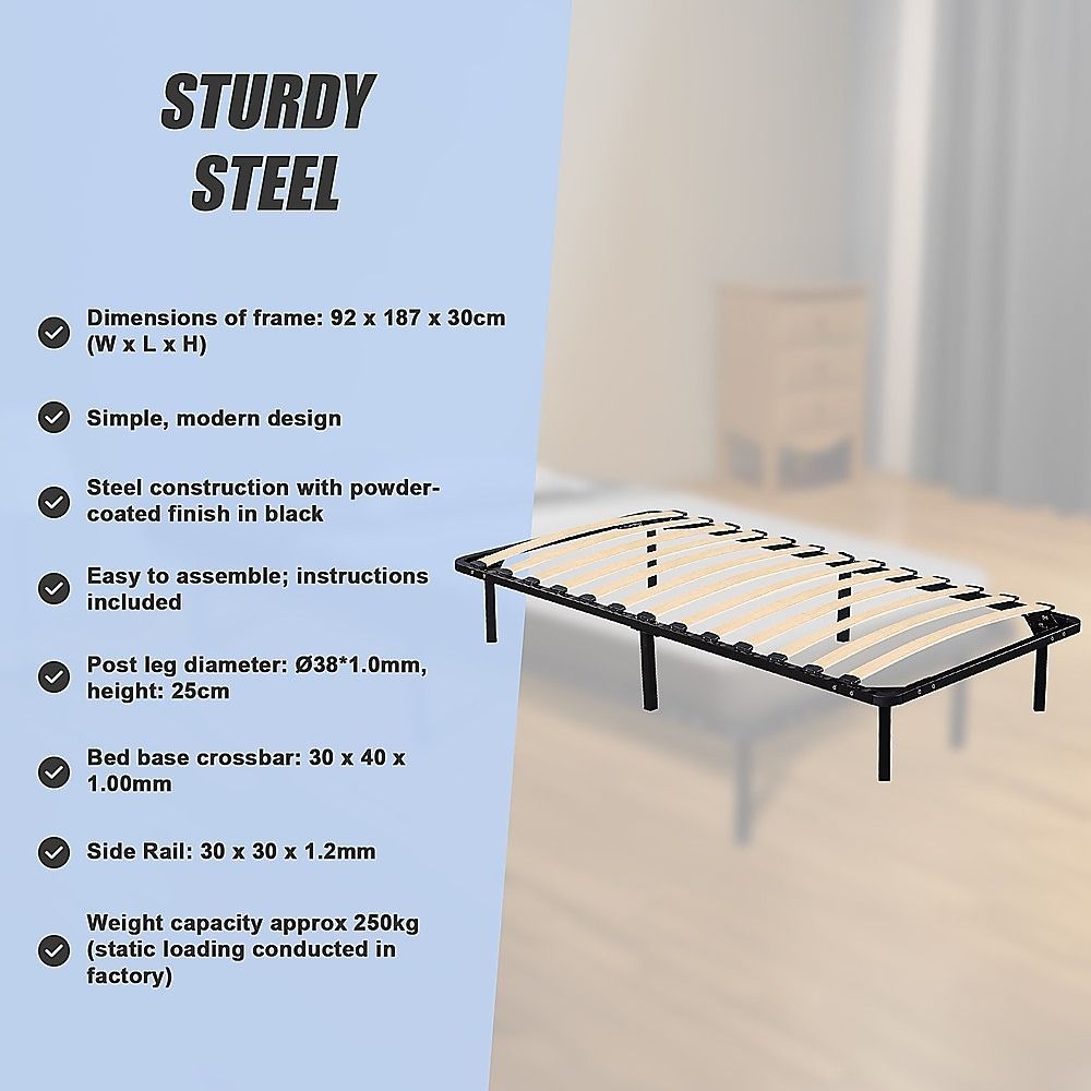 Single Bed Frame Metal Platform Sturdy Bedroom Furniture Design