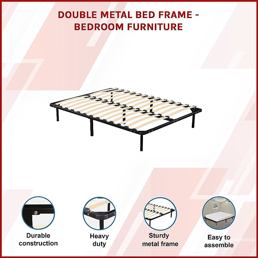 Double Bed Frame Metal Platform Sturdy Bedroom Furniture Design