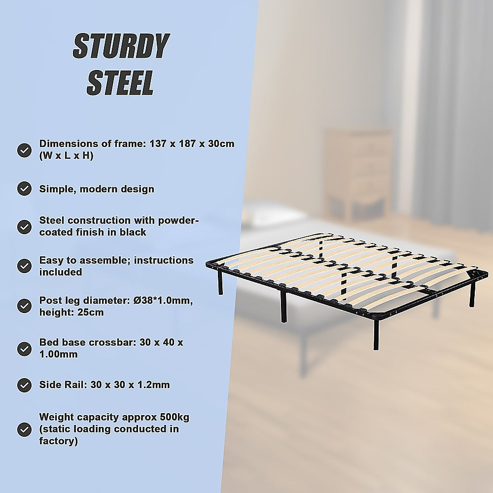Double Bed Frame Metal Platform Sturdy Bedroom Furniture Design