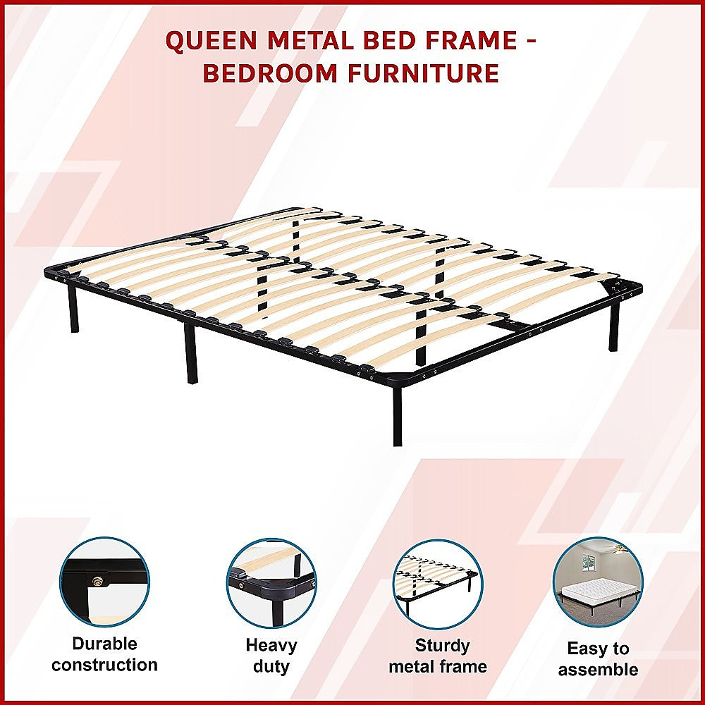 Queen Bed Frame Metal Platform Sturdy Bedroom Furniture Design